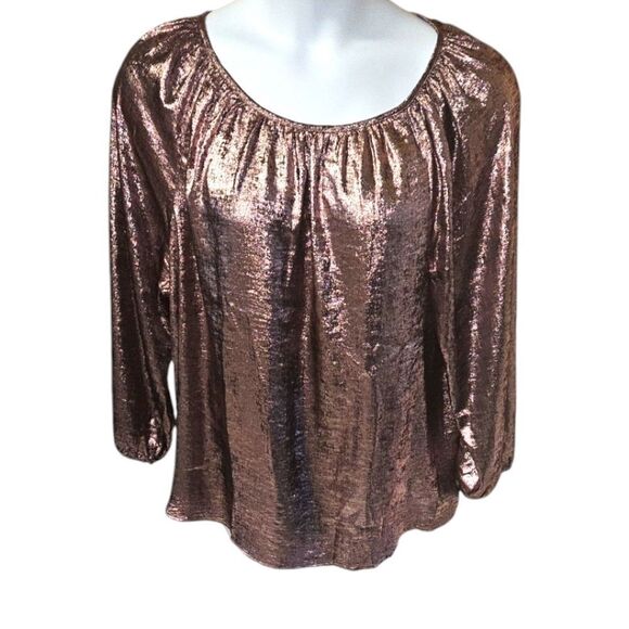 LANE BRYANT Women's New Plus Size Rose Colored Swing Satin Boatneck Blouse - Picture 5 of 15